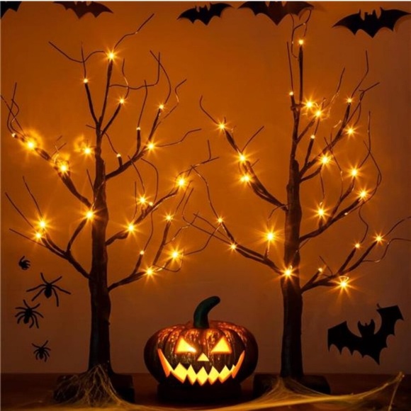 2 Pack 2FT Black Spooky Tree, USB&Battery Operated Tabletop...